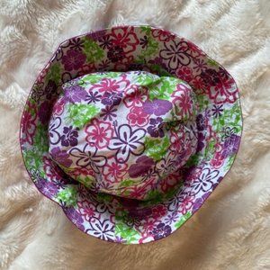 $10 ADD ON Girls Reversible Bucket Sun Hat Size 4-6X Green Purple Pink White